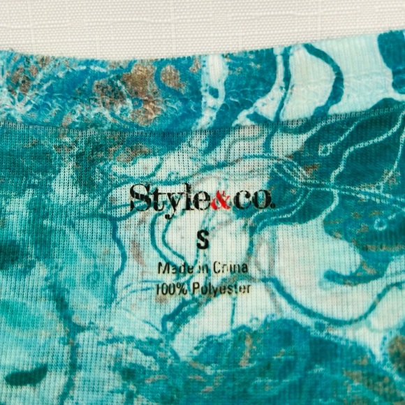 Style & Co / Teal & White~Floral Design Top With Embellishment - Picture 8 of 9